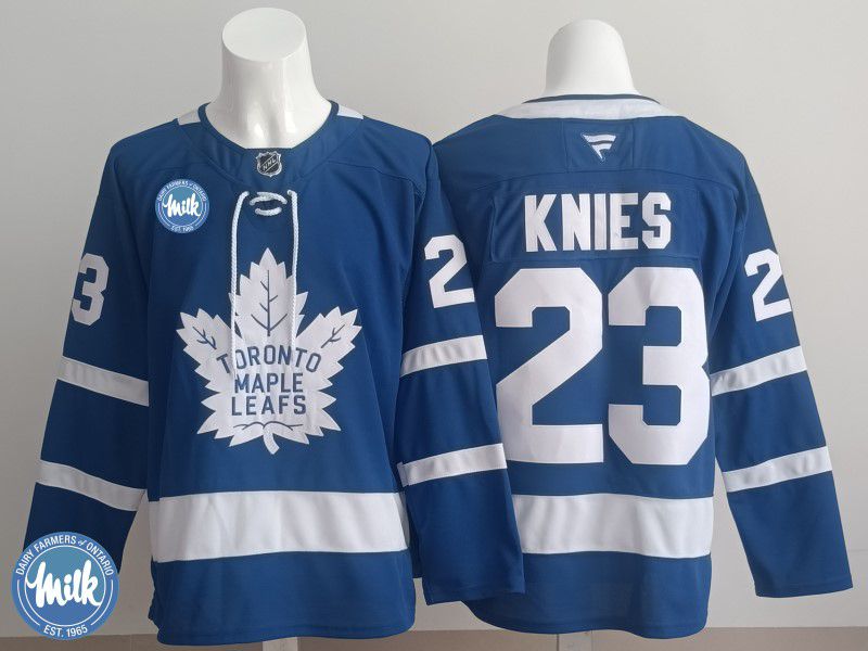 Men 2025 Toronto Maple Leafs 23 Knies Blue Fanatics Home Premium NHL Jersey style 3